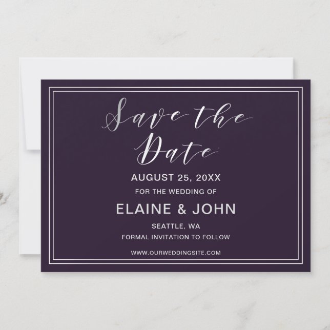 Classic Simple Purple Wedding save the dates Save The Date (Front)