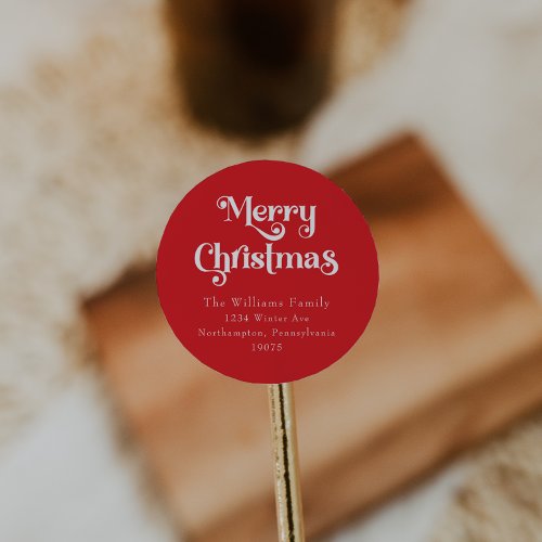 Classic Simple Red Merry Christmas Envelope Seals