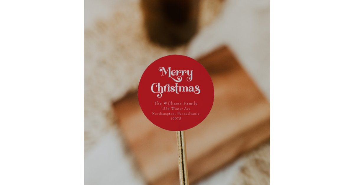 Classic Simple Red Merry Christmas Envelope Seals Zazzle