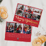 Classic Simple Red Nine-Photo Merry Christmas Gold Foil Holiday Card