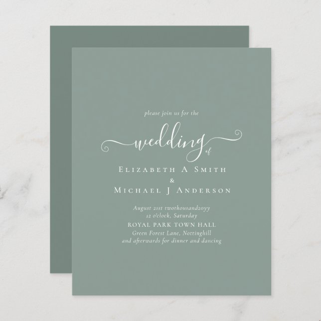 Classic Simple SAGE GREEN Wedding Budget (Front/Back)