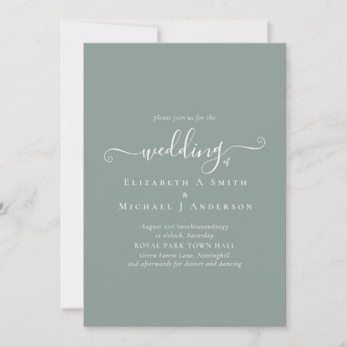 Classic Simple SAGE GREEN Wedding Budget Flyer Invitation