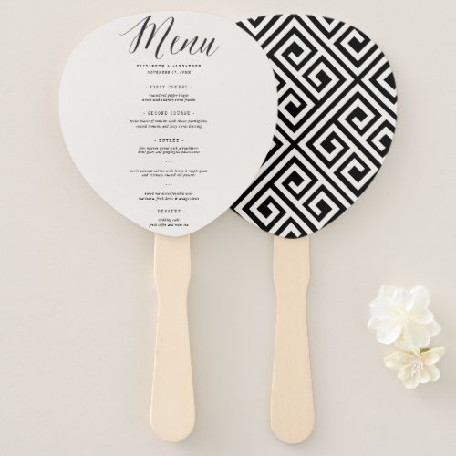 Classic Simple Script Geometric Wedding Menu Fan