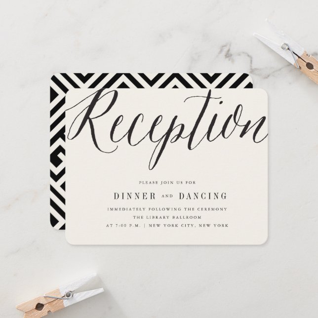 Classic Simple Script Modern Wedding Reception Invitation (Front/Back In Situ)