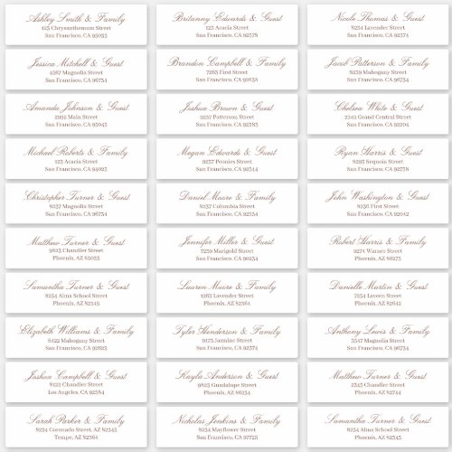 Classic Simple Script Wedding Guest Names Address Sticker