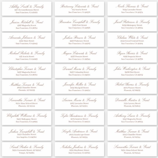Classic Simple Script Wedding Guest Names Address Sticker | Zazzle.com