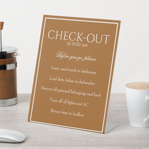 Classic Simple Sienna Guest Check Out Table Sign