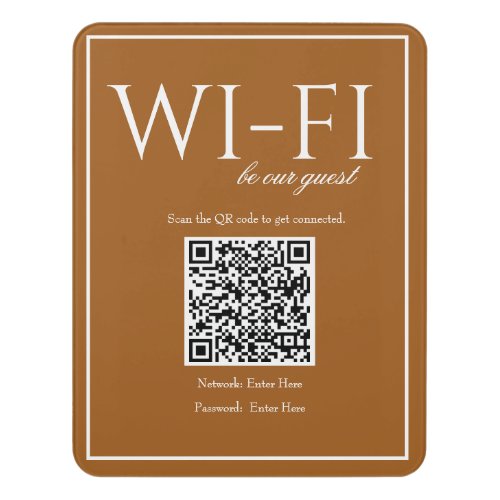 Classic Simple Sienna Wi_Fi QR Code Guest Sign