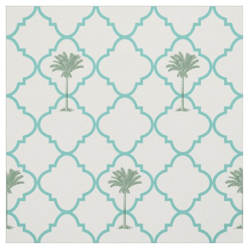 Classic simple turquoise and white quatrefoil fabric