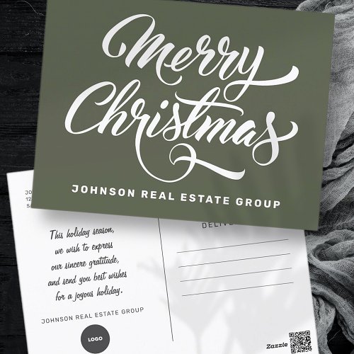 Classic Simple Typography Add Logo Holiday Postcard