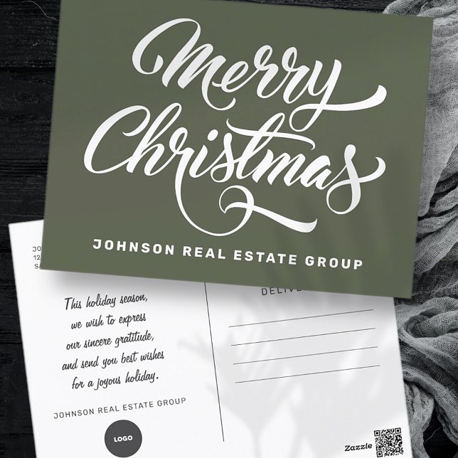 Classic Simple Typography Add Logo Holiday Postcard (Creator Uploaded)