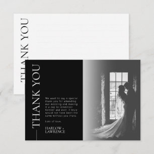 Classic Simple Wedding Photo Thank You Card