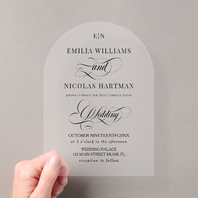Classic Simple Wedding Transparent Acrylic Invitations (Insitu (Handheld))