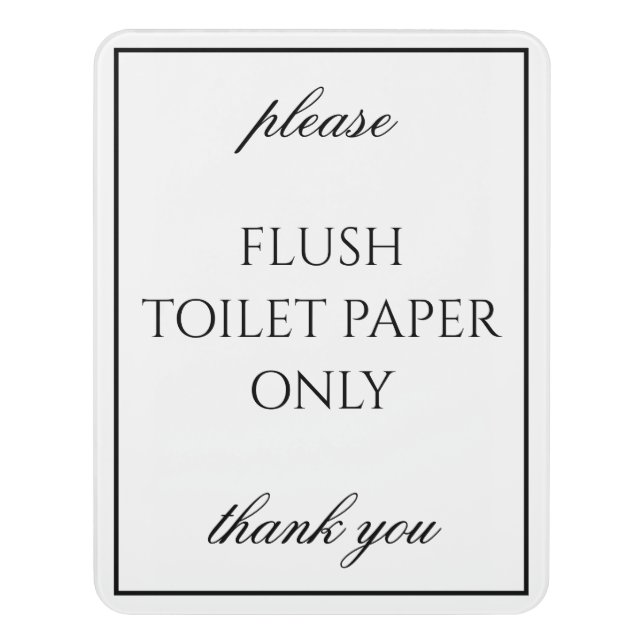 Classic Simple White Bathroom Septic Sign (Contemporary Vert)