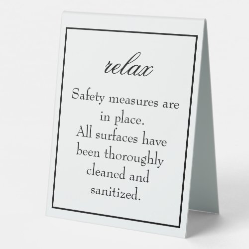 Classic Simple White Clean Sanitize Tent Sign