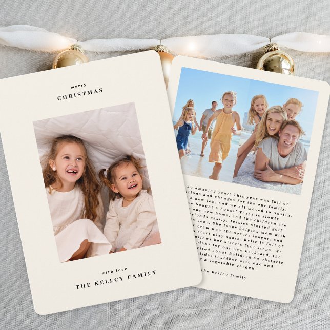 Classic Simple White Cream Christmas Modern Photo Holiday Card (Creator Uploaded)