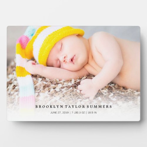 Classic Simple White Gradient New Baby Photo Easel Plaque