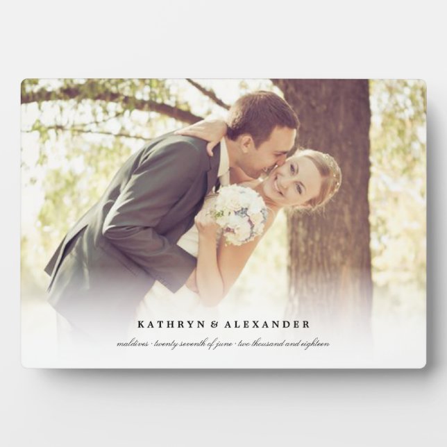 Classic Simple White Gradient Wedding Photo Easel Plaque (Front)