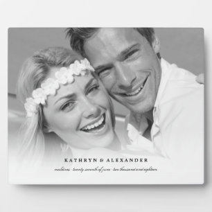 Classic Simple White Gradient Wedding Photo Easel Plaque