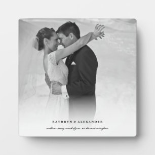 Classic Simple White Gradient Wedding Photo Easel Plaque