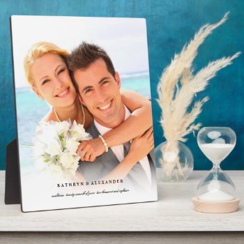 Classic Simple White Gradient Wedding Photo Easel Plaque by fatfatin_blue_knot at Zazzle