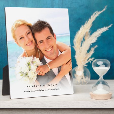 Classic Simple White Gradient Wedding Photo Easel Plaque