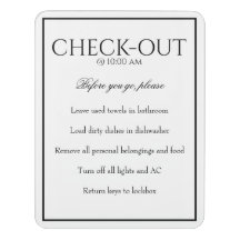 Classic Simple White Guest Check Out Sign