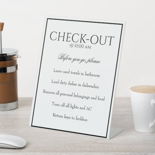 Classic Simple White Guest Check Out Table Sign