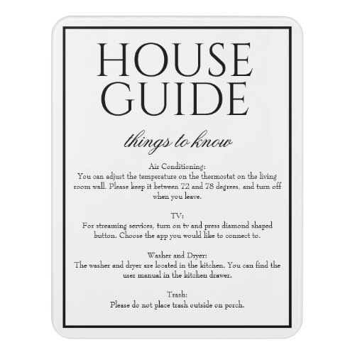 Classic Simple White House Guide Guest Sign