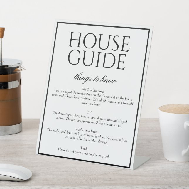 Classic Simple White House Guide Guest Table Sign (In SItu)