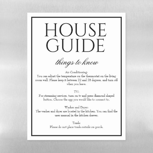 Classic Simple White House Guide Magnet Sheet