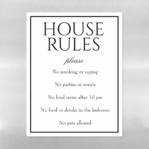 Classic Simple White House Rules Magnet Sheet