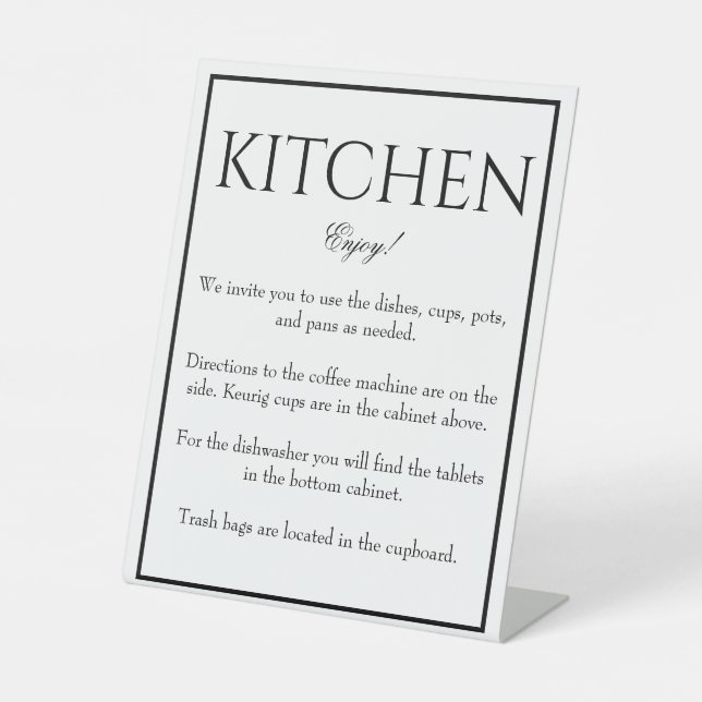 Classic Simple White Kitchen Counter Sign (Front)