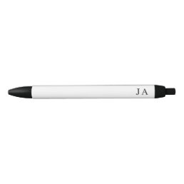 Classic Simple White Monogram Stationery Black Ink Pen