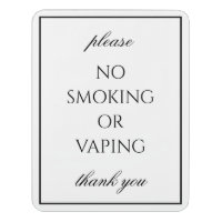 Classic Simple White No Smoking Sign