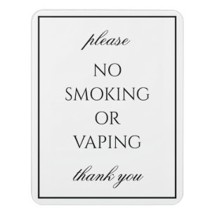 Classic Simple White No Smoking Sign