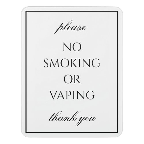 Classic Simple White No Smoking Sign