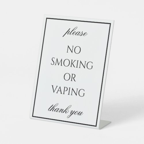 Classic Simple White No Smoking Tabletop Sign