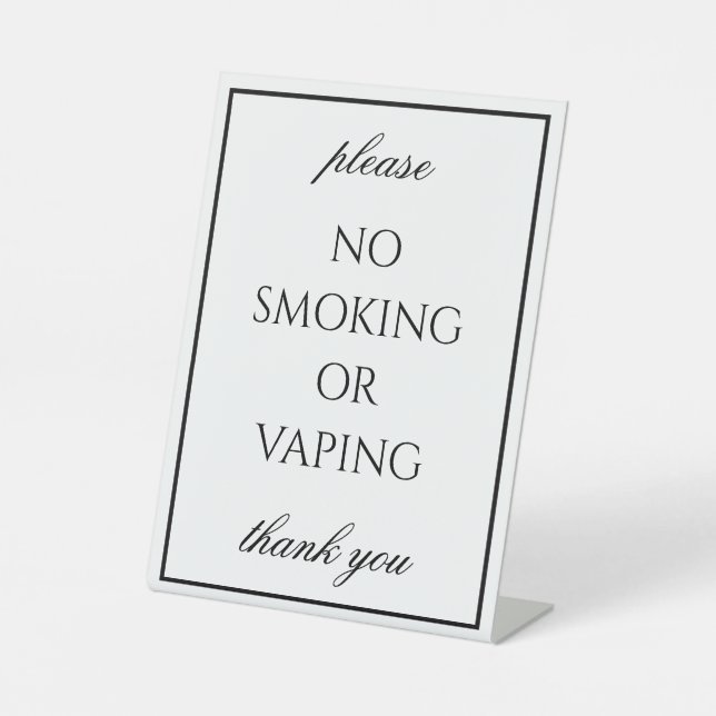 Classic Simple White No Smoking Tabletop Sign (Front)