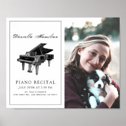 Classic Simple White Piano Recital Photo Poster