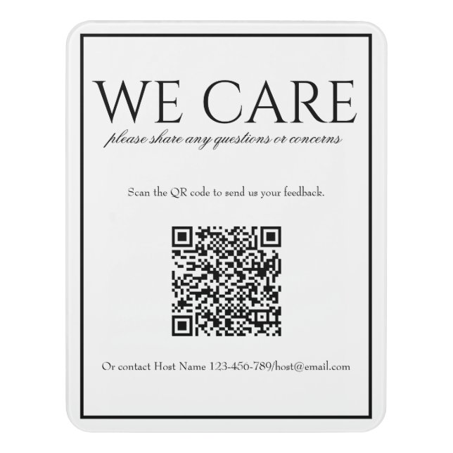 Classic Simple White QR Code Feedback Sign (Contemporary Vert)