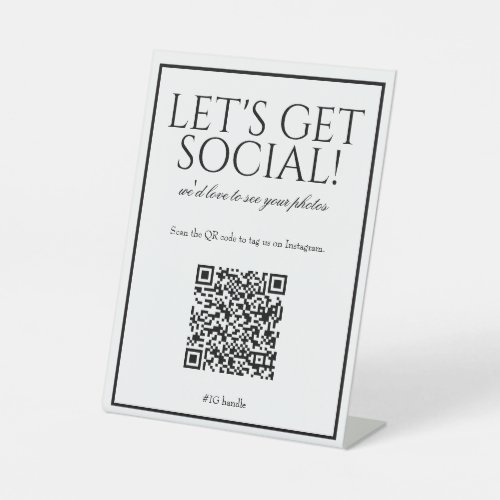 Classic Simple White QR Code Social Media Pedestal Sign