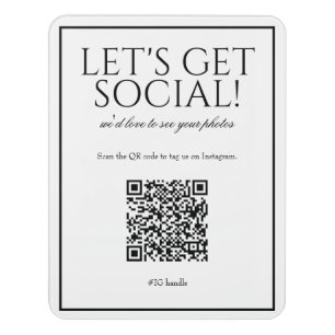 Classic Simple White QR Code Social Media Sign