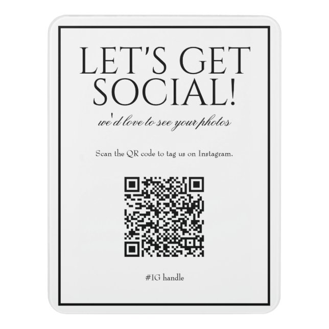Classic Simple White QR Code Social Media Sign (Contemporary Vert)