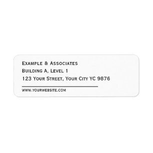 Classic simple White Return address  Label