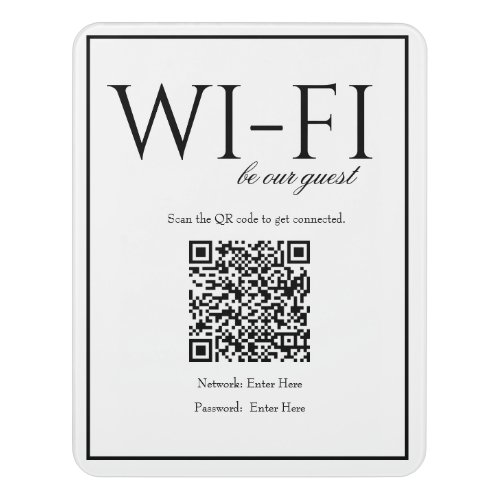 Classic Simple White Wi_Fi QR Code Guest Sign