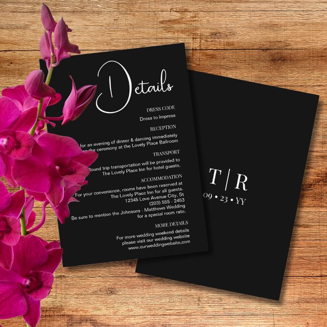Classic Simplicity Black and White Wedding Details Enclosure Card (Creator Uploaded)