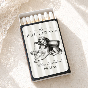 Classic Sketch Beagle Champagne Wedding Matchboxes