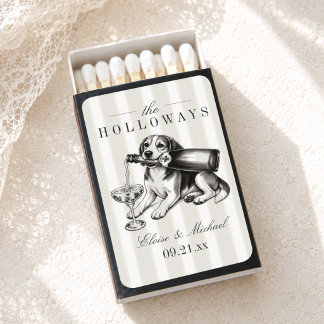 Classic Sketch Beagle Champagne Wedding Matchboxes