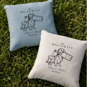 Classic Sketch Dachshund Champagne Wedding Cornhole Bags